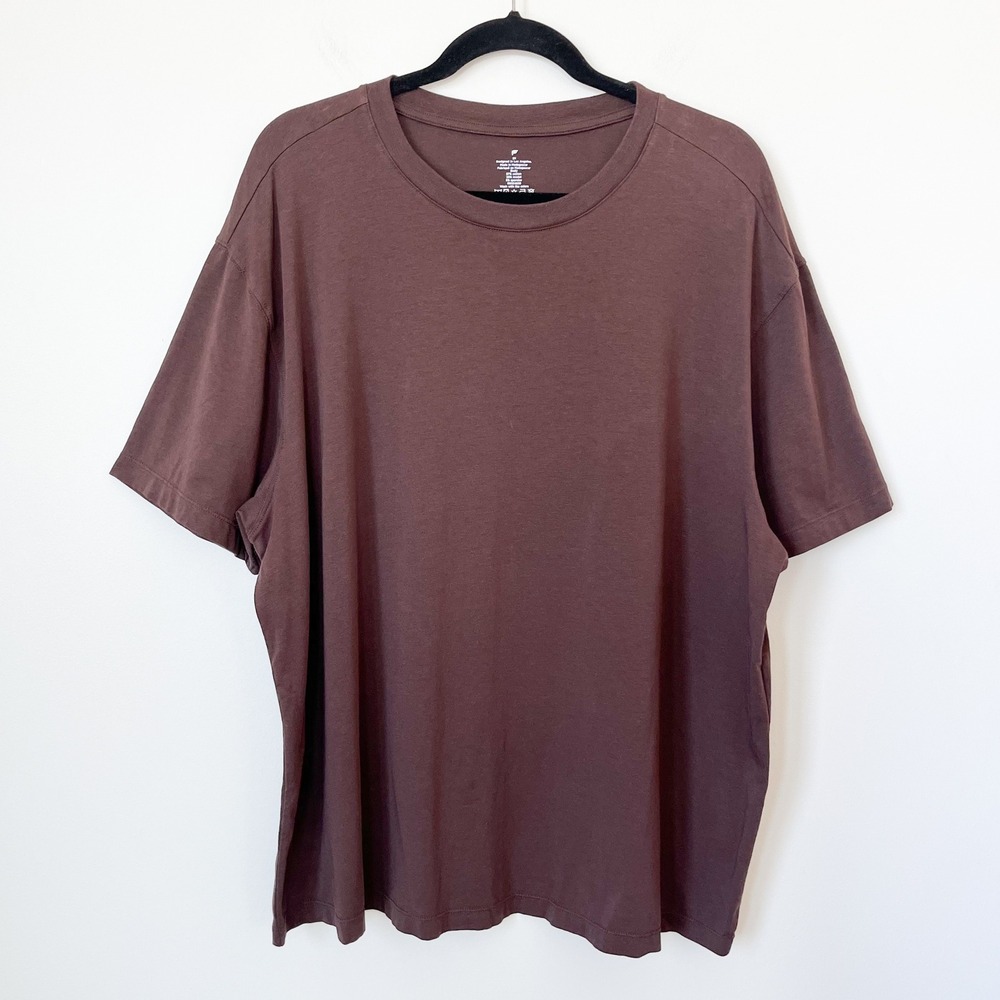 Fabletics‎ Short Sleeve T-Shirt Mens 2X Chocolate Brown Cotton Modal Stretch